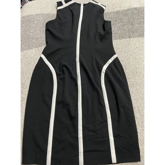 Calvin Klein Sleevelss Sheath Dress Full Zip Knee Length Womens 10 Black Stretch - Picture 6 of 11